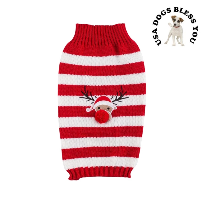 089 - PULL de Noël rayé rouge et blanc 