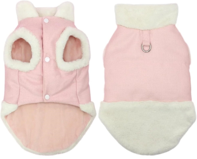 091 - Manteau rose et blanc 