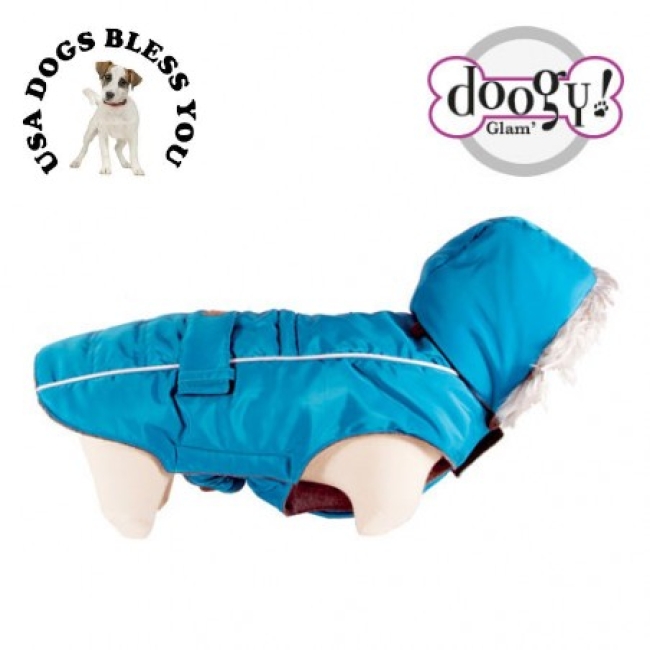 093 - Manteau imperméable bleu avec capuche