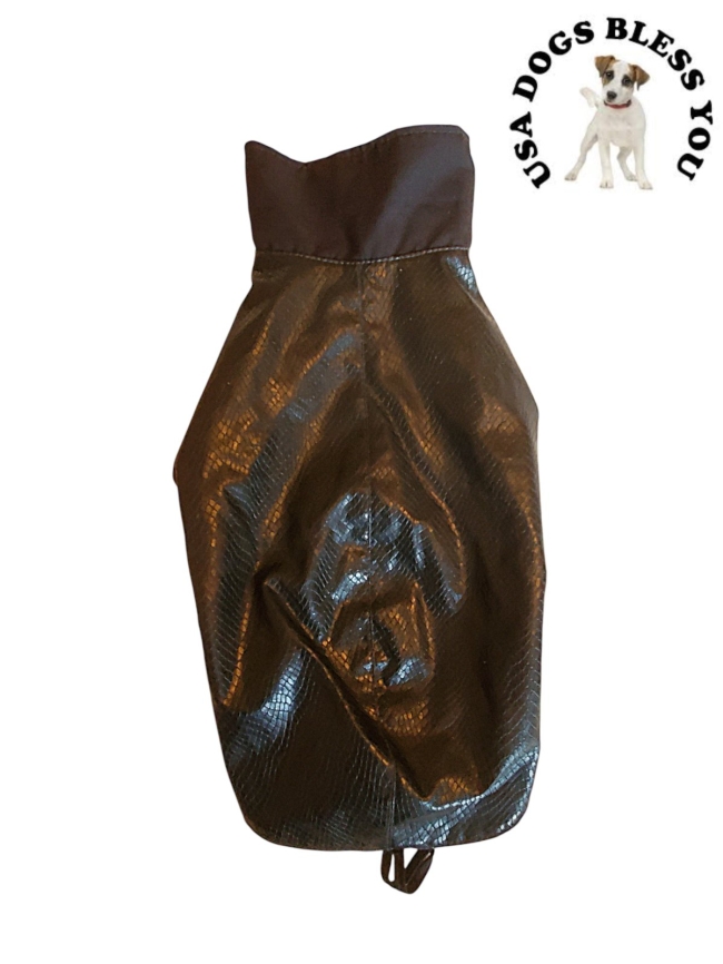 098 - Manteau noir croco faux cuir