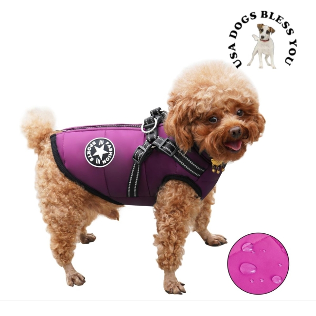 102 - Manteau imperméable poupre avec harnais 